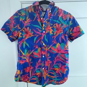 Crewcuts Blue and Pink Floral Shirt Size 12